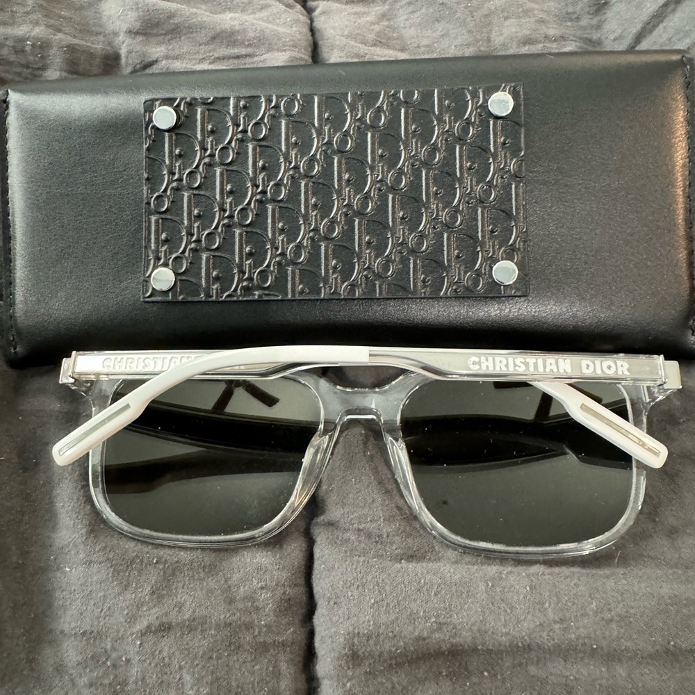 Dior Crystal Tone Rectangular Sunglasses 'Silver - image 4